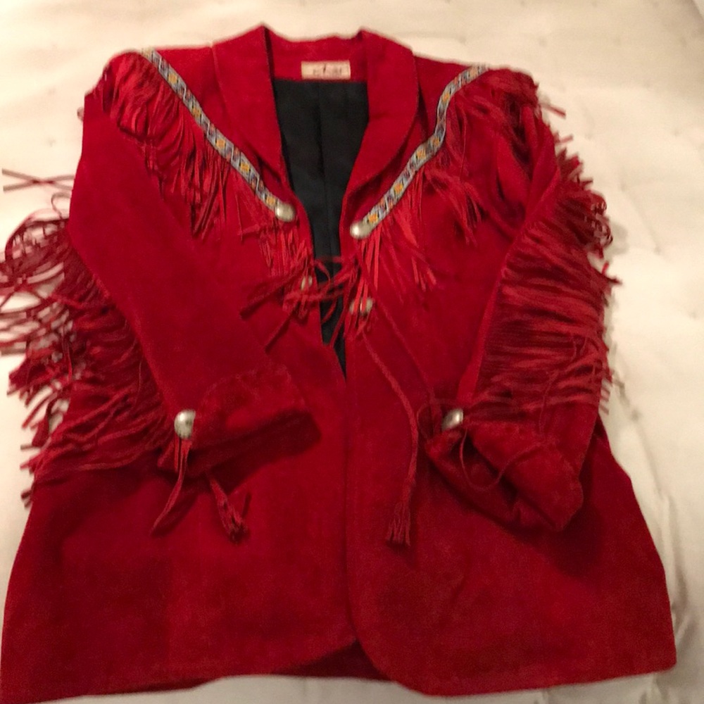 Jacket red pigskin suede size 12 Char of Santa Fe